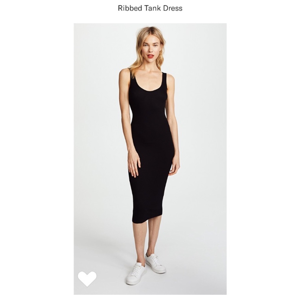 Enza Costa Black Ribbed Tank Midi Dress
